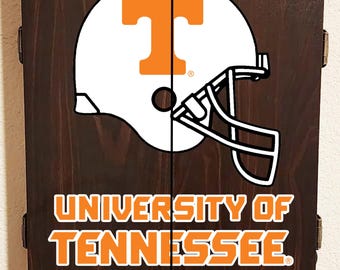 Officially Licensed University of Tennessee Volunteers - Electronic Dart Board Cabinet Wood Finish