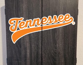Officially Licensed University of Tennessee Volunteers - Dart Board Cabinet Grey Wood Finish