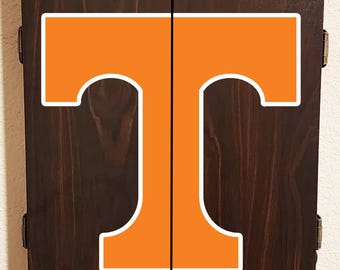 Officially Licensed University of Tennessee Volunteers - Electronic Dart Board Cabinet Wood Finish