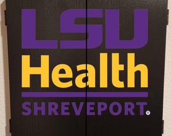 Officially Licensed LSU - Louisiana State University Tigers Dart Board Cabinet Black Finish