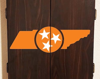 Officially Licensed University of Tennessee Volunteers - Electronic Dart Board Cabinet Wood Finish