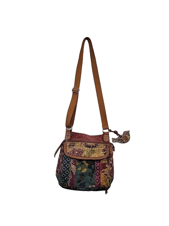 Fossil Crossbody Canvas Handbag Multicolor Floral 