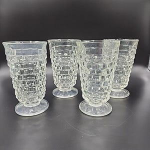 Indiana Whitehall Colony Cubist Clear Glass Iced Tea Glasses 6&quot; Set of 4