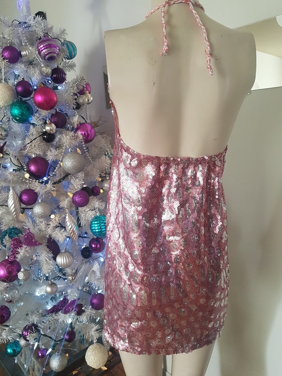 strapless open back dress Vintage Ruben Panis Ombr Sequin Halter Gown  Recess