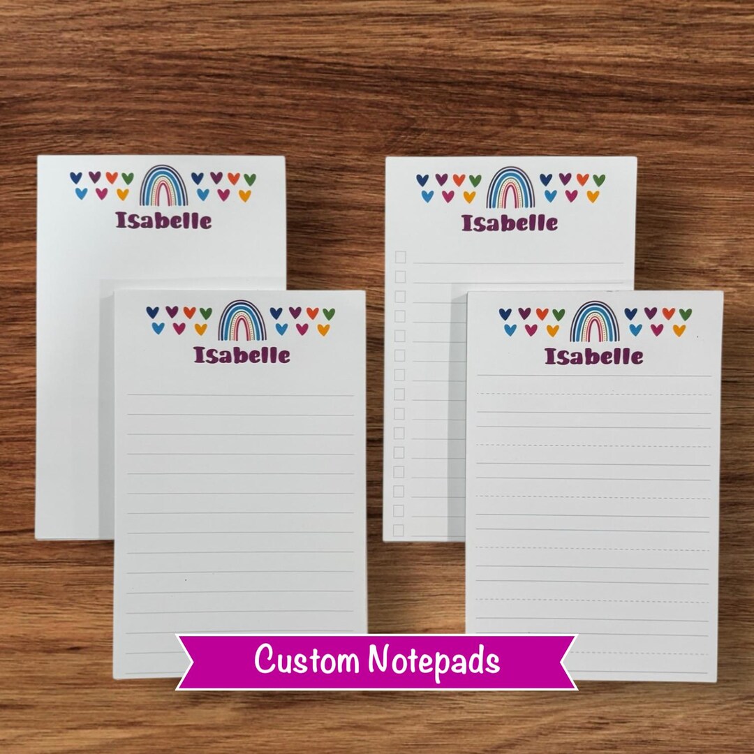 Personalized Kids Notepad | Custom Name Note Pad | Rainbow Stationery ...