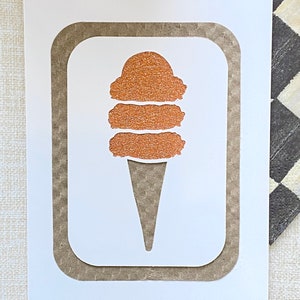 Ice Cream Cone handmade paper cut greeting card, glitter paper, various colors, any occasion, reaching out, keep in touch, pen pals image 6