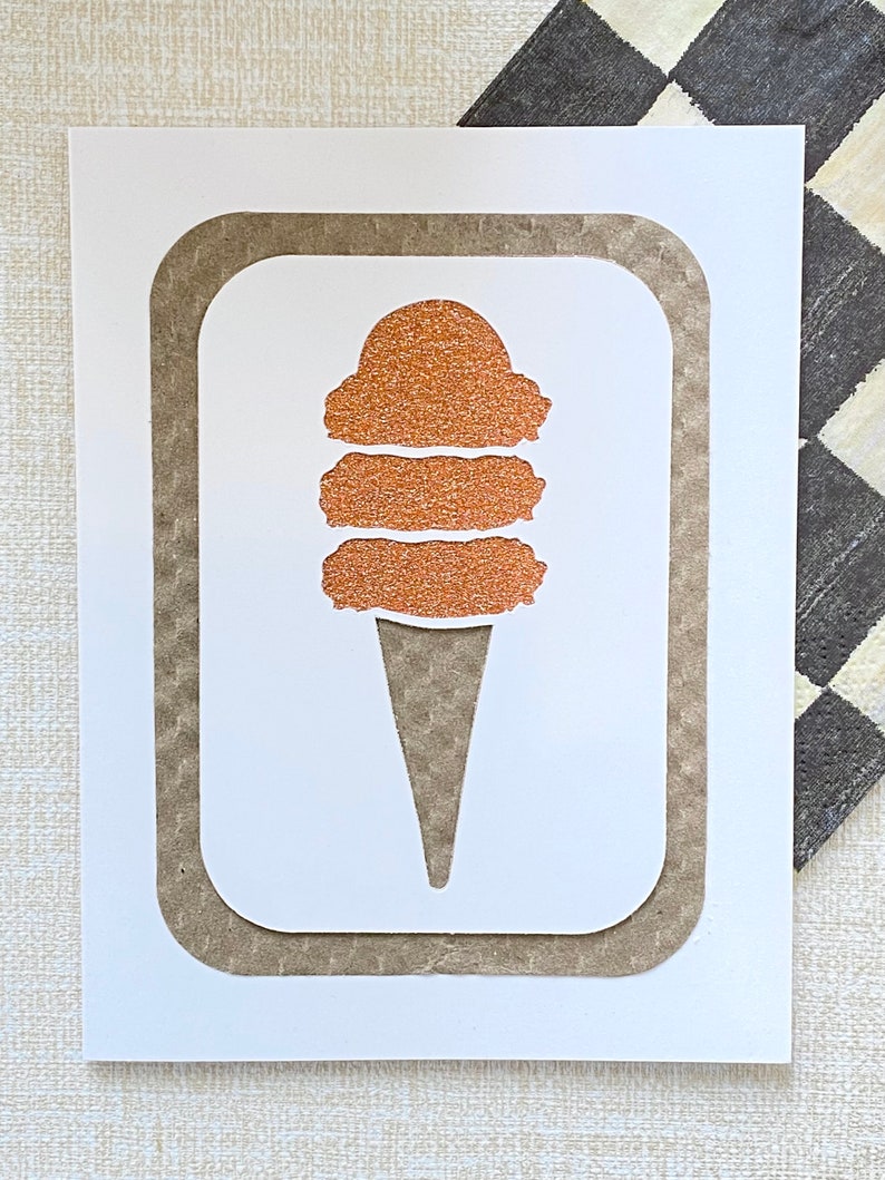 Ice Cream Cone handmade paper cut greeting card, glitter paper, various colors, any occasion, reaching out, keep in touch, pen pals image 6