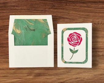 Rose handmade paper cut greeting card, sweet, any occasion