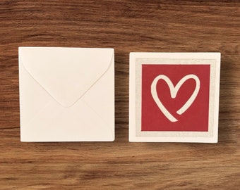 Mini Card, Heart festive handmade paper cut Note Card, Love Note, Enclosure Card, Blank Note Card