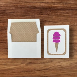 Ice Cream Cone handmade paper cut greeting card, glitter paper, various colors, any occasion, reaching out, keep in touch, pen pals image 1