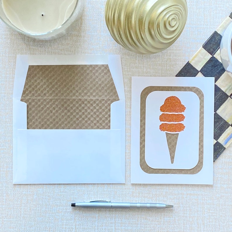 Ice Cream Cone handmade paper cut greeting card, glitter paper, various colors, any occasion, reaching out, keep in touch, pen pals image 5