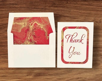 Thank You handmade paper cut greeting card, marbled paper, various colors, any occasion, reaching out, gratitude, thank you note