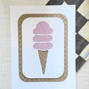 Ice Cream Cone handmade paper cut greeting card, glitter paper, various colors, any occasion, reaching out, keep in touch, pen pals image 8