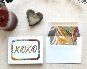 Handmade XOXO greeting card and envelope