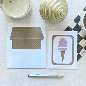 Ice Cream Cone handmade paper cut greeting card, glitter paper, various colors, any occasion, reaching out, keep in touch, pen pals image 7
