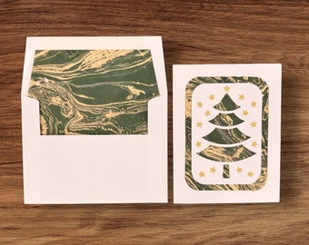 Christmas Tree holiday festive handmade paper cut greeting card