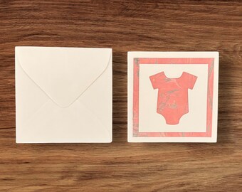 Mini Card, Baby Onesie handmade paper cut Note Card, Love Note, Enclosure Card, Blank Note Card