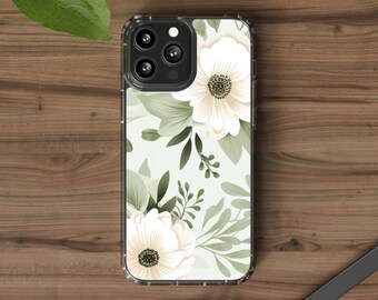 Minimalista Sage Floral IPhone Clear Case, Iphone 12, Pro, Pro Max, Iphone 13, 13 Pro,13 Pro Max case, Regalo para ella, Opción de embalaje de regalo