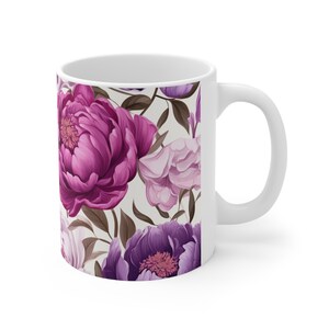 Gift For Her | Floral Coffee Mug | Handmade Gifts | Pressed Flowers Mug | Ceramic Mug | Peony Mug | Peony Bouquet | Peony Print image 10