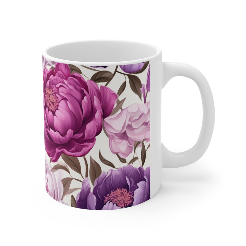Gift For Her | Floral Coffee Mug | Handmade Gifts | Pressed Flowers Mug | Ceramic Mug | Peony Mug | Peony Bouquet | Peony Print image 10