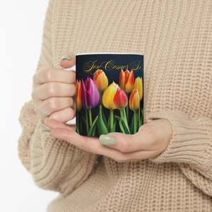 Scripture Mug | Coffee Mug | Floral Mug | Prayer Mug | His Mercies Are New Every Morning Mug | Bible Study Gift | Bible Verse Gift I Tulips