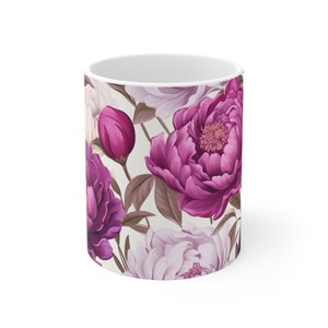 Gift For Her | Floral Coffee Mug | Handmade Gifts | Pressed Flowers Mug | Ceramic Mug | Peony Mug | Peony Bouquet | Peony Print image 8