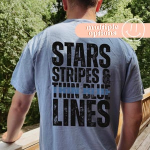 Stars, Stripes, Thin Blue Line Comfort Colors Tee: Police Support