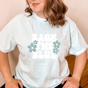 Back The Blue Groovy Comfort Colors Tee, Police Wife Gifts, First Responder Tees