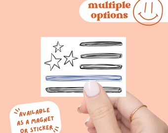 Thin Blue Line Flag Sticker or Magnet: Waterproof Police Gift