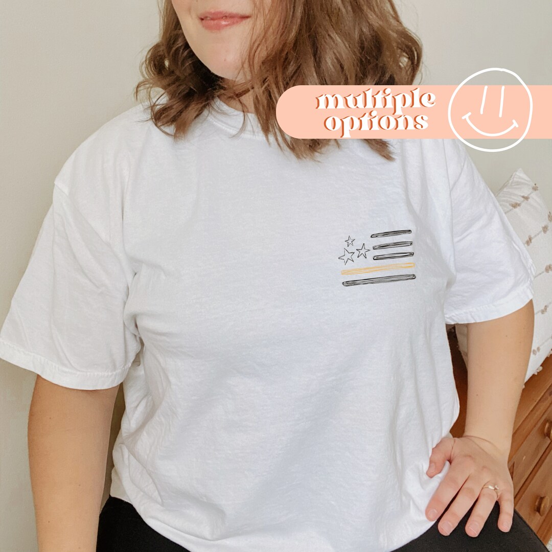 Thin Gold Line Flag Comfort Colors Tee, Dispatcher Gifts, Giftsfor