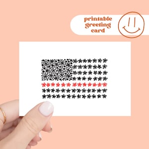 Thin Red Line Flower Flag Printable Card, Printable Graduation Cards, Firefighter Gift, Firefighter Graduation Gifts