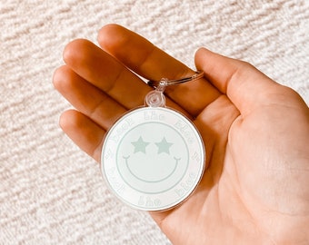Portachiavi con faccina sorridente blu: regalo per moglie di poliziotto/forze dell'ordine