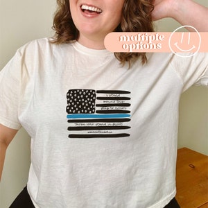 Thin Blue Line Flag Comfort Colors Tee: Police Officer Gift