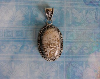 Ocean Jasper Gemstone .925 Ciondolo in argento sterling