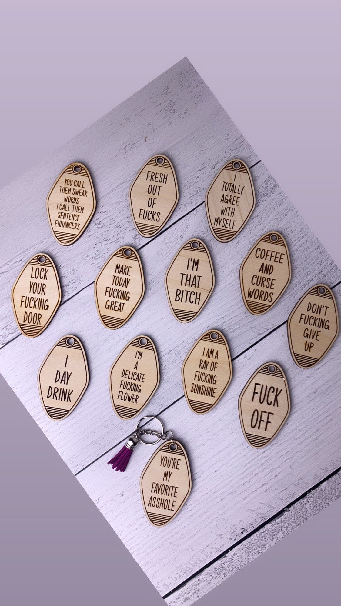 Vintage Funny Keychain Wood Keychain Funny sayings Etsy