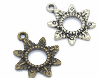 75pcs 22x18mm Antique Silver /Antique Bronze Flower Pendant Charms,Lovely Jewelry,Flower Necklace,DIY Supplies,Jewelry Making Findings,Q145