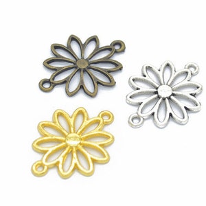 100er 25x19mm Antik Silber/antik Bronze/Gold hohl Blume Anhänger Charms, Blumenkette, DIY Zubehör, Schmuckherstellung Erkenntnisse, Q132