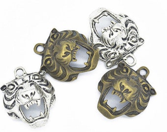 15pcs 31x24mm Antique Silver/Antique Bronze Tiger Head Pendant Charms,Tiger Head Necklace,Cute DIY Supplies,Jewelry Making Findings,D9141