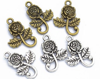 60pcs 21x16mm Antik Silber/Bronze Antik Rose Anhänger Charms, schönen Schmuck, Rose Halskette, DIY Zubehör, Schmuckherstellung Erkenntnisse, Q176