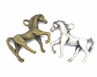 20pcs 36x27mm Antique argent/Antique Bronze Horser pendentif breloques collier cheval, mignon, fournitures de bricolage, bijoux, fabrication de résultats, D9162