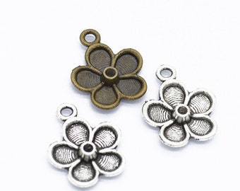 200pcs 19x16mmAntique Silver /Antique Bronze Flower Pendant Charms,Lovely Jewelry,Flower Necklace,DIY Supplies,Jewelry Making Findings,Q188