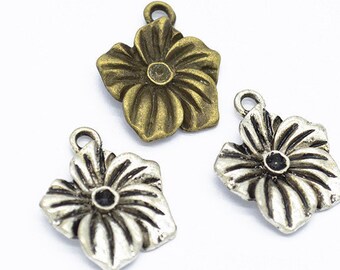 80pcs 24x20mm Antique Silver /Antique Bronze Flower Pendant Charms,Lovely Jewelry,Flower Necklace,DIY Supplies,Jewelry Making Findings,Q190