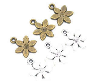 100pcs 17x12mm Antique Silver /Antique Bronze Flower Pendant Charms,Lovely Jewelry,Flower Necklace,DIY Supplies,Jewelry Making Findings,Q166