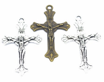 Croix de 90pcs 37x22mm Antique argent/Antique en Bronze Croix pendentif Charm, charme de la Religion, collier, fournitures de bricolage, fabrication de bijoux conclusions, T27