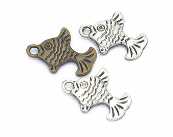 50 Stück 21x15mm Antik Silber/antik Bronze Fisch Anhänger Charms, Legierung, Fisch-Halskette, niedlichen Schmuck, DIY Zubehör, Schmuckherstellung Erkenntnisse, D764