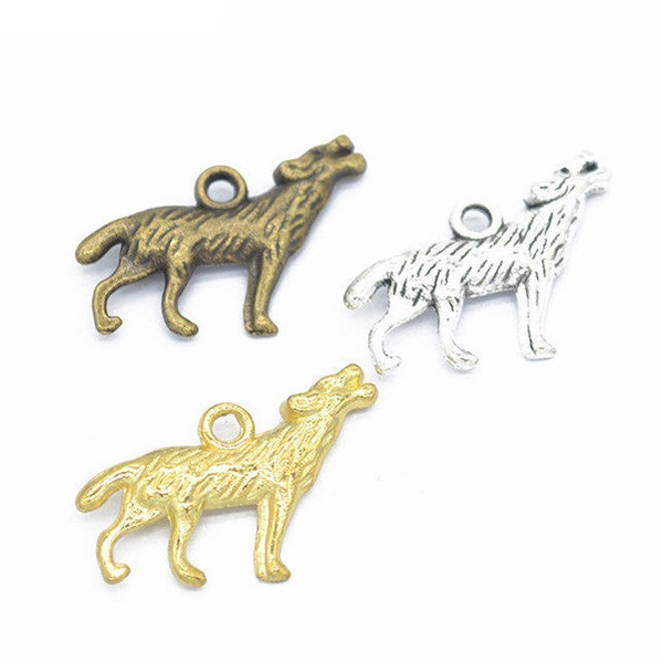 50pcs 20x18mm Antique Silver/Antique Bronze/Gold Wolf Pendant Charms,Wolf Necklace,Cute Jewelry ,DIY Supplies,Jewelry Making Findings,D9136