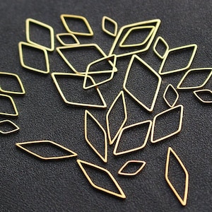 100pcs Raw Brass Hollow Rhombus Shape Pendant Charms -  Ear Wire Beads Frame - Earring Findings - Geometry Stampings - Jewelry Supplies,H119