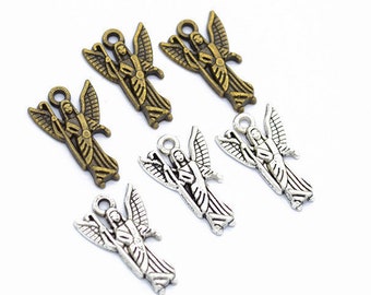 100pcs 19x11mm Antique Silver/Antique Bronze Little Angel Pendant Charms, Angel Necklace,Lovely DIY Supplies, Jewelry Making Findings,I227