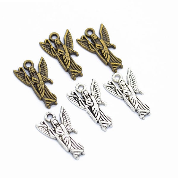 100pcs 19x11mm Antique Silver/Antique Bronze Little Angel Pendant Charms, Angel Necklace,Lovely DIY Supplies, Jewelry Making Findings,I227