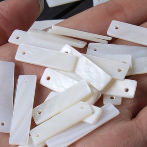 50pcs 7x25mm/ 7x30mm White Mother of Pearl Shell Rectangle Charms Pendants, Mother Of Pearl Beads, Rectangle Pendants,Shell Jewelry DIY, B16